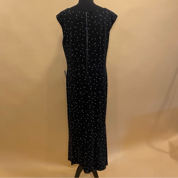 Gabby Skye Black White Sleeveless Polka Dot Fit & Flare Midi Dress 16 NWT - Picture 7 of 9